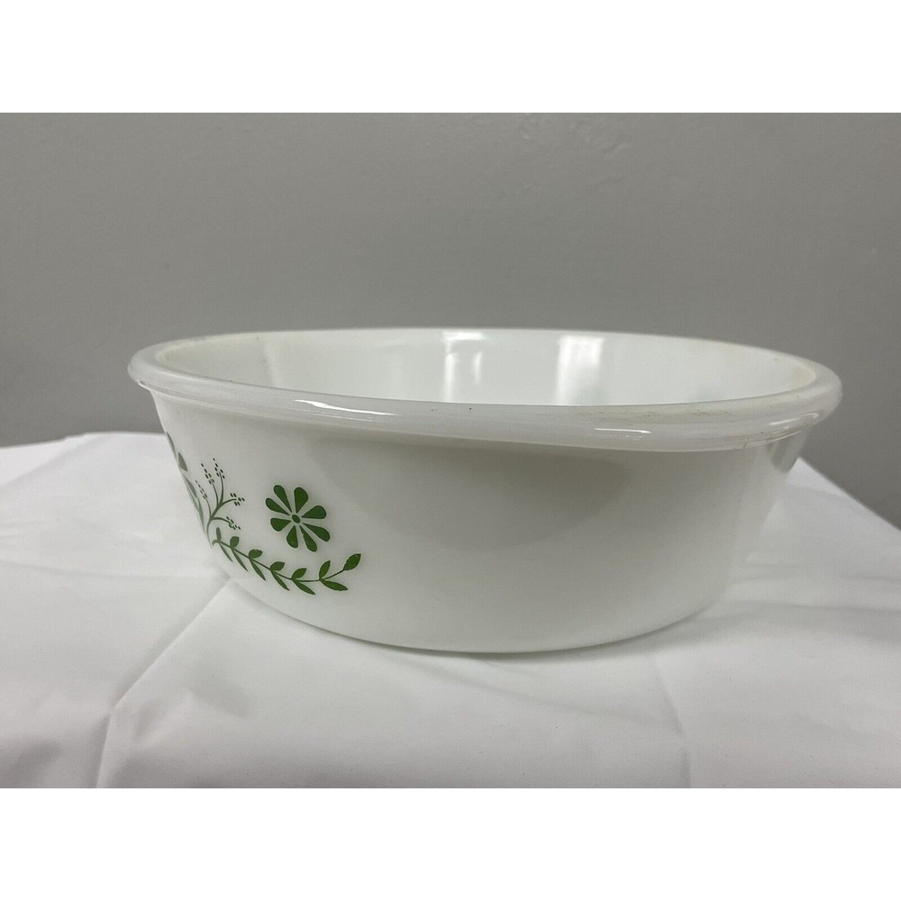 Vintage Glass Bake White Glass Casserole Baking Dish White 2 Qt Fast Shipping - Picture 2 of 11